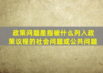 政策问题是指被什么列入政策议程的社会问题或公共问题