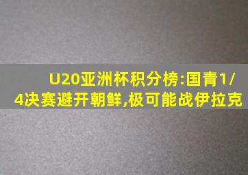 U20亚洲杯积分榜:国青1/4决赛避开朝鲜,极可能战伊拉克