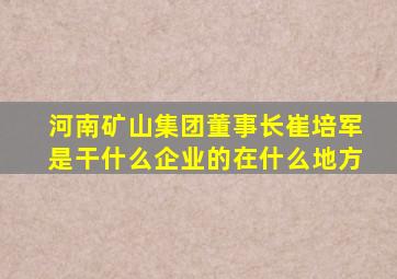 河南矿山集团董事长崔培军是干什么企业的在什么地方